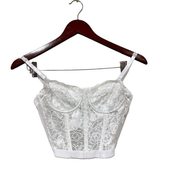 Source Unknown Other - Unbranded 32C Bra Corset Ballonet White Top 90s Y2K Fairycore Vintage Bride